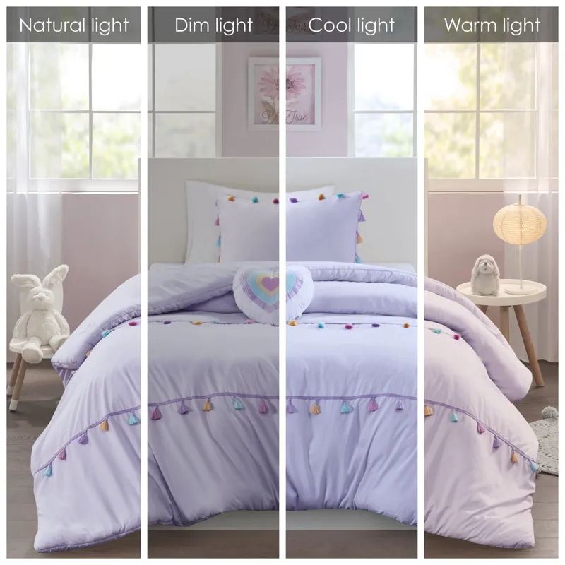 Mi Zone Kids Tessa Tassel Comforter Set with Heart Shaped Throw Pillow