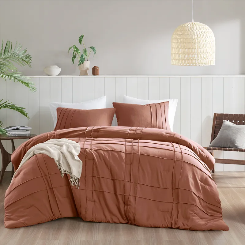Comfort Spaces Walker Soft Washed Pleated Comforter Set