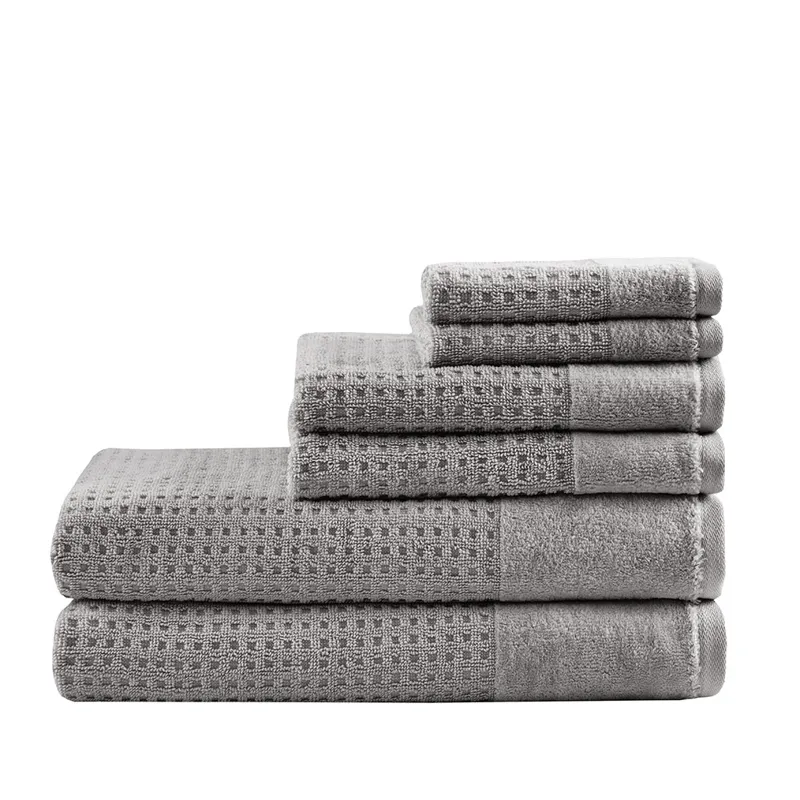 Madison Park Spa Waffle Cotton Jacquard Bath Towel 6 Piece Set