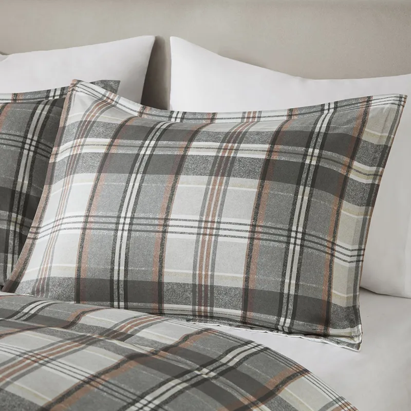 Blake Twin/Twin XL Plaid Duvet Cover Set - Tan/Gray