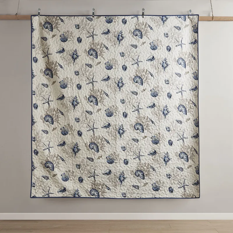 Bayside Twin/Twin XL Brushed Microfiber Quilt Set with Throw Pillows - Blue