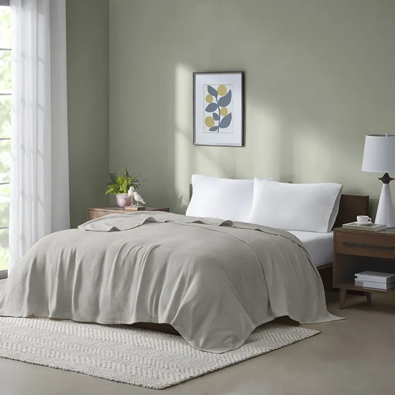 Madison Park Freshspun Basketweave Cotton Blanket