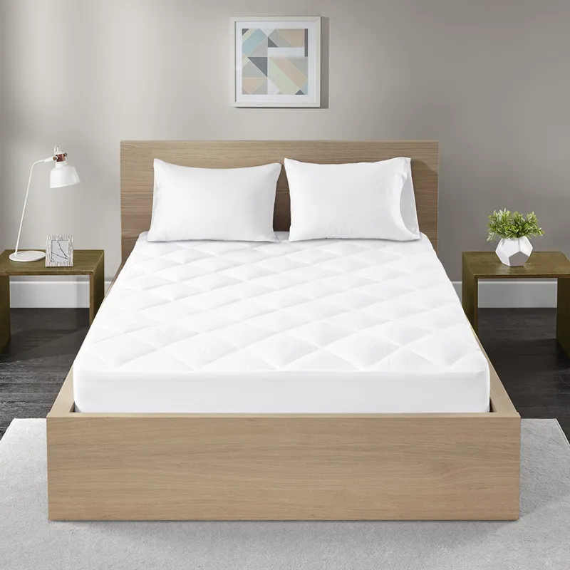 Quiet Nights Full 300 Thread Count Cotton Sateen Waterproof Mattress Pad - White