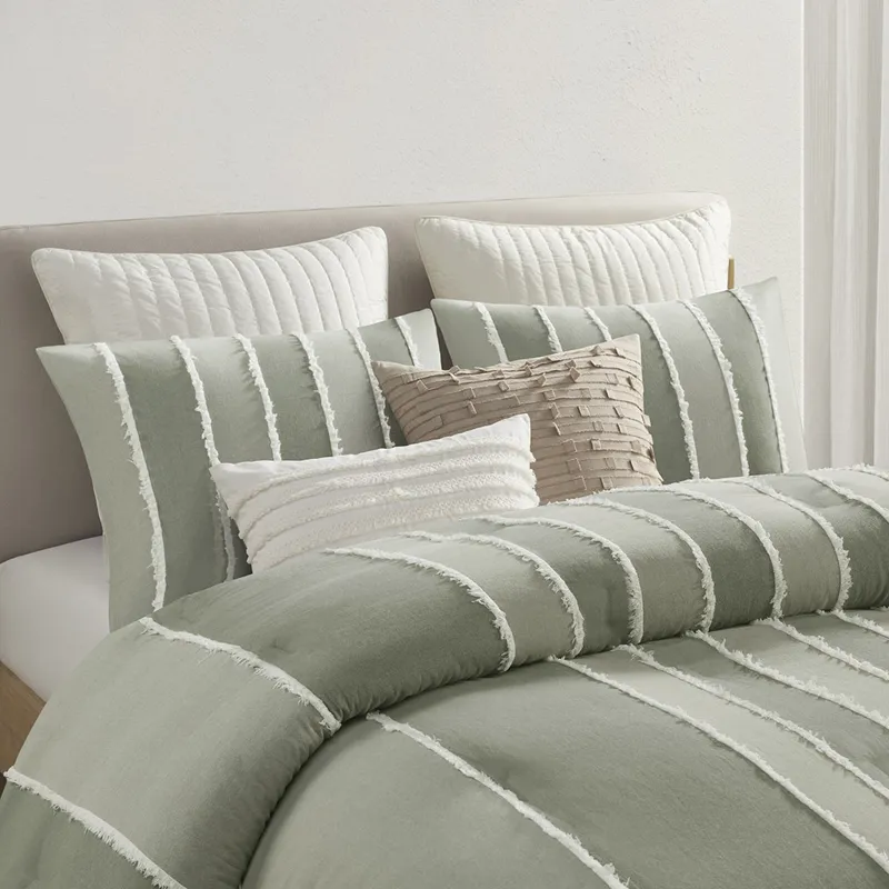 INK+IVY Shay 3 Piece Striped Cotton Comforter Set