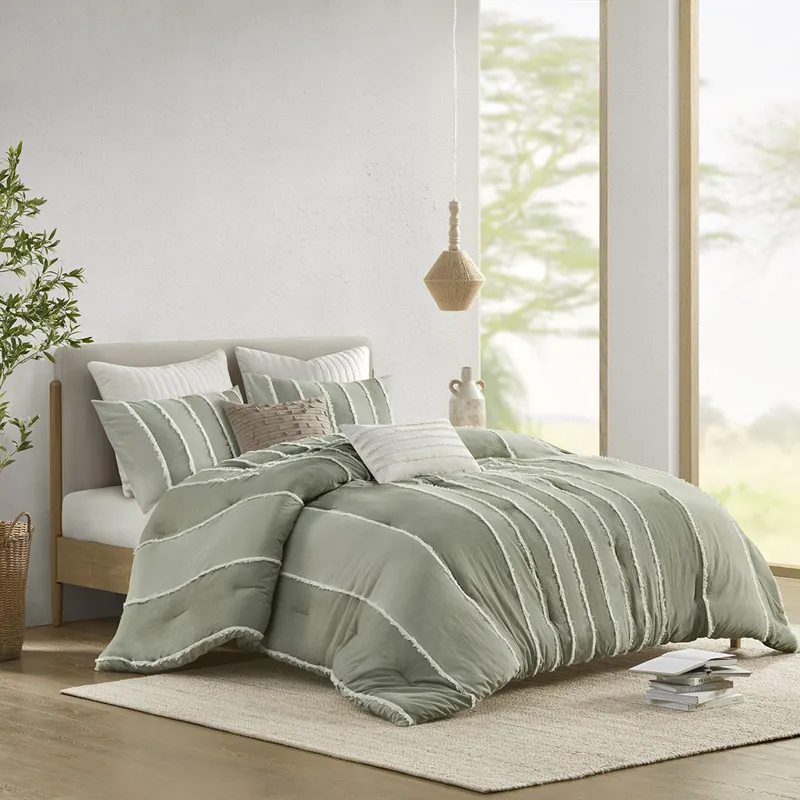 INK+IVY Shay 3 Piece Striped Cotton Comforter Set