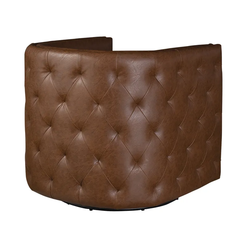 Capstone Tufted Barrel Swivel Chair - Brown