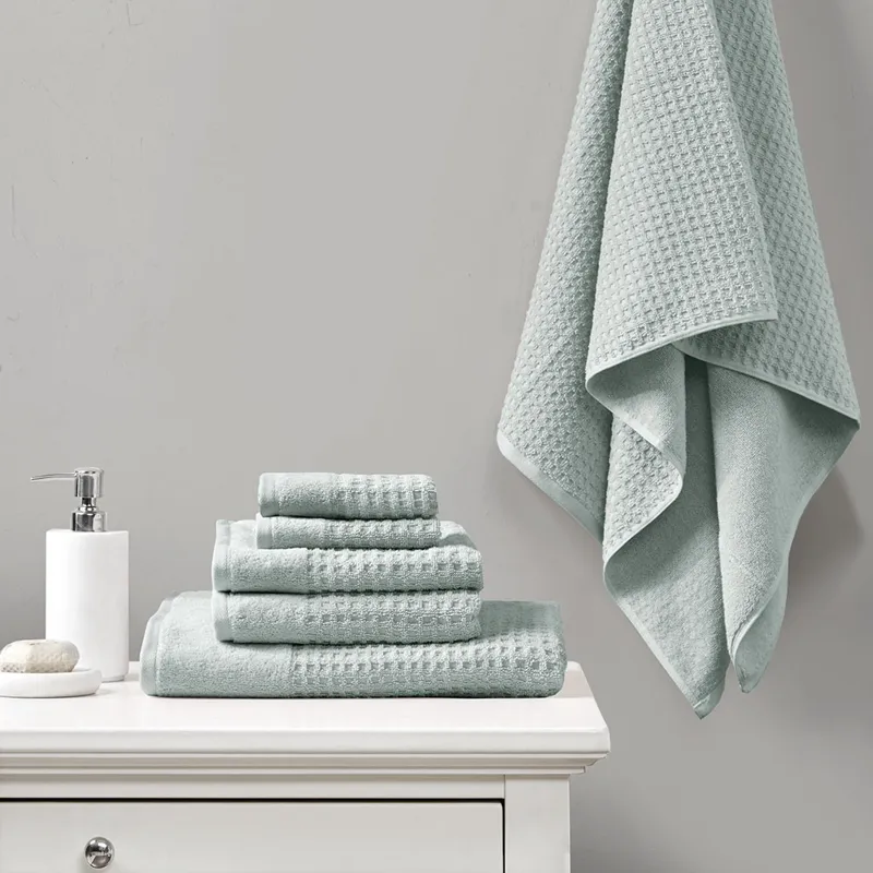 Madison Park Spa Waffle Cotton Jacquard Bath Towel 6 Piece Set
