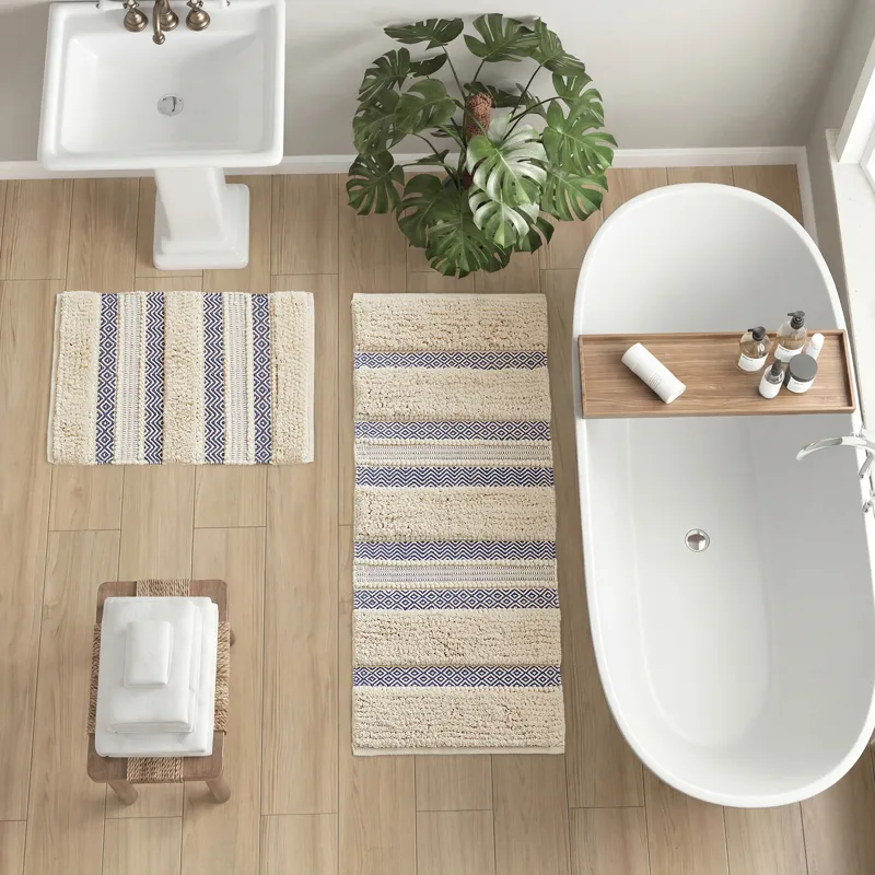 INK+IVY Asher Woven Texture Stripe Bath Rug