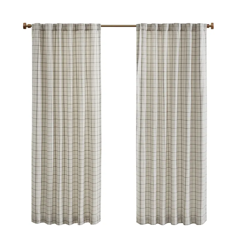 Madison Park Anaheim Plaid Rod Pocket and Back Tab Curtain Panel with Fleece Lining