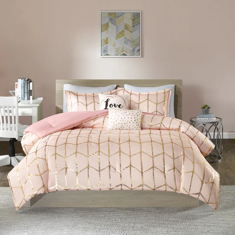 Intelligent Design Raina Metallic Printed Comforter Set