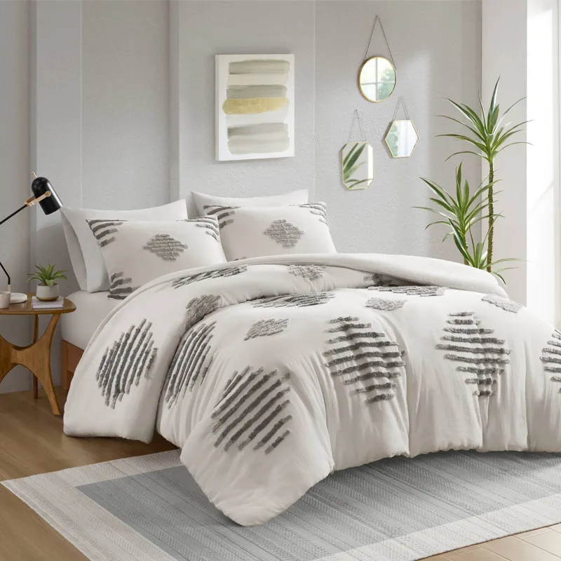 INK+IVY Tahli 3 Piece Cotton Blend Chenille Duvet Cover Set