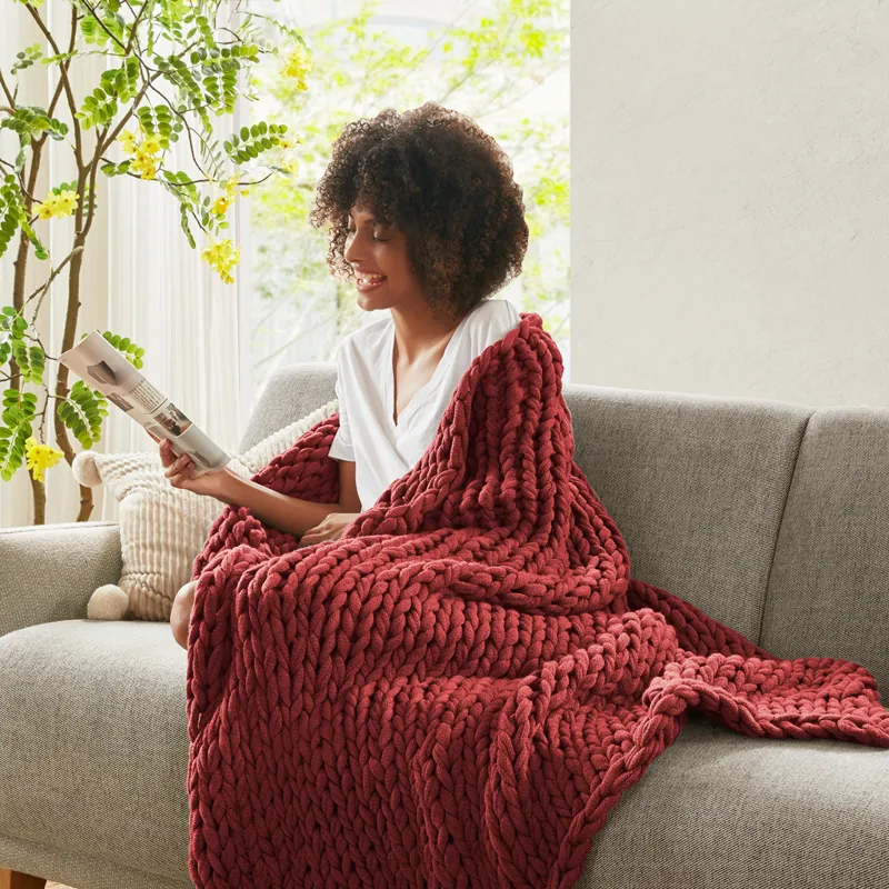 Madison Park Chunky Double Knit Handmade Throw Blanket