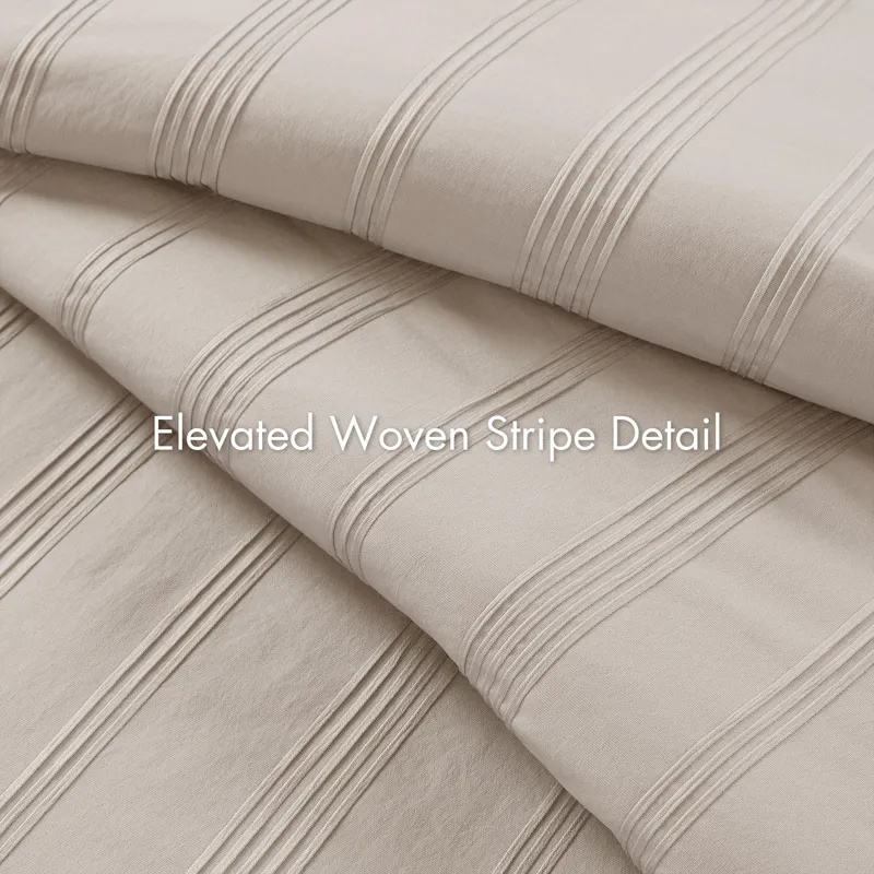 Super Listing Logan Striped Reversible Pintuck Pleated Comforter Set