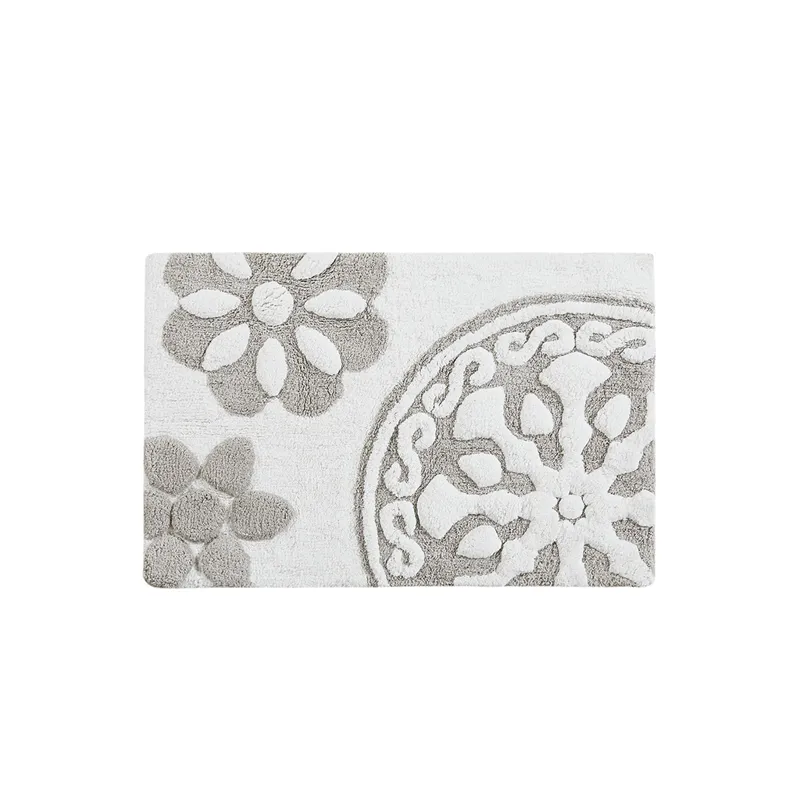 Casablanca Medallion Cotton Tufted Bath Rug - Taupe