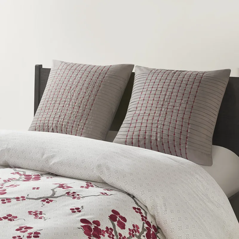 Cherry Blossom Euro Sham - Grey