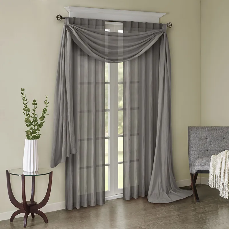 Madison Park Harper Solid Crushed Scarf Sheer