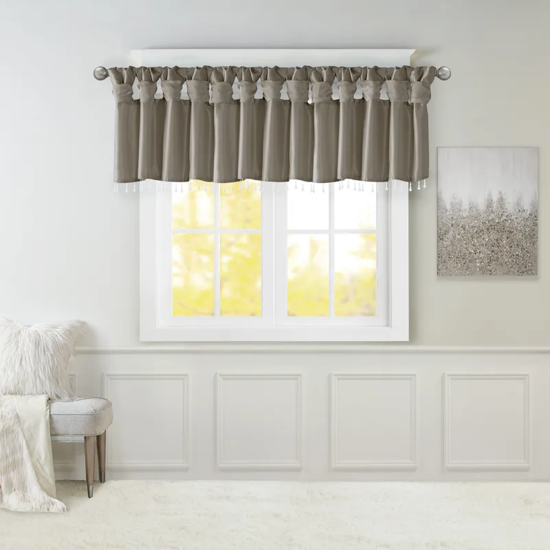 Madison Park Emilia Lightweight Faux Silk Valance With Beads