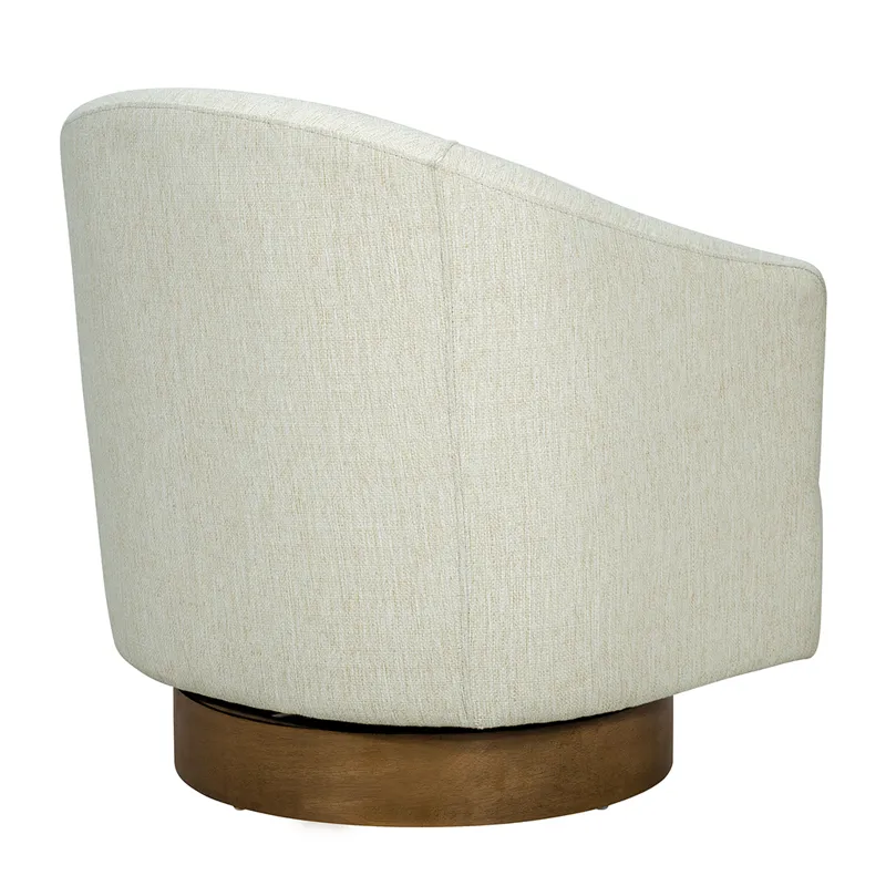 Ashton Upholstered Swivel Chair with Wood Base - Cream