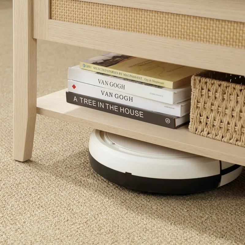 Lennox Rattan Lift-Top Coffee Table with Storage & Lower Open Shelf - Natural