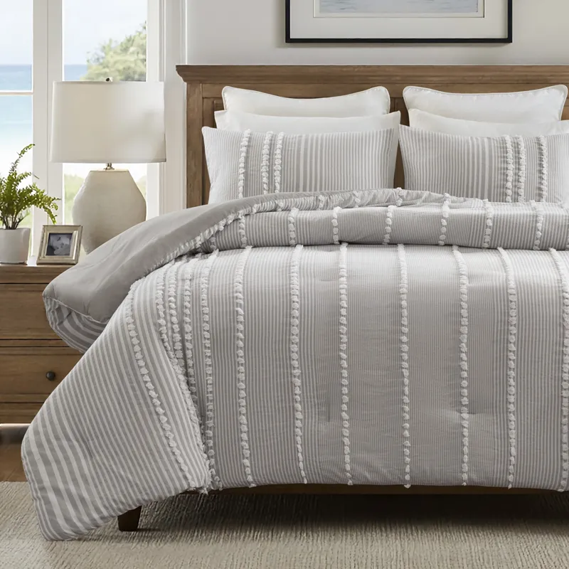 Harbor House Blue Anslee 3 Piece Cotton Yarn Dyed Comforter Set