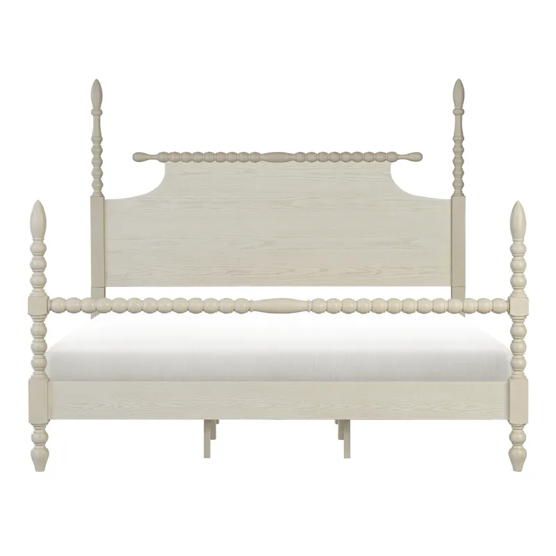 Beckett King Turned Wood Spindle Bed - Antique Cream