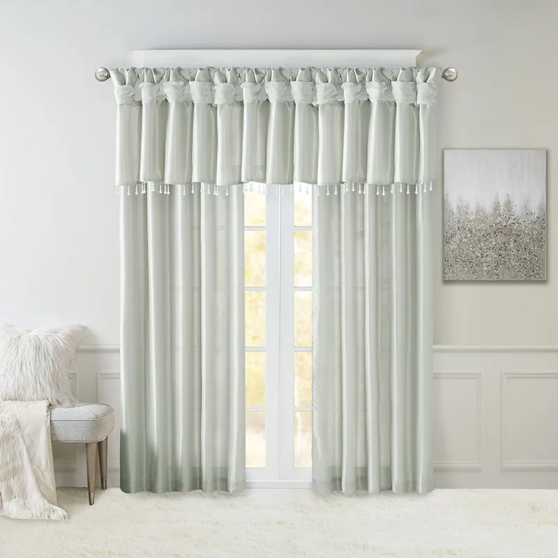 Madison Park Emilia Lightweight Faux Silk Valance With Beads