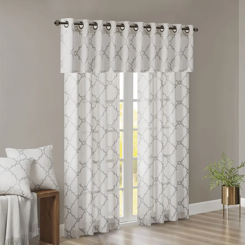 Madison Park Saratoga Fretwork Print Grommet Top Window Valance