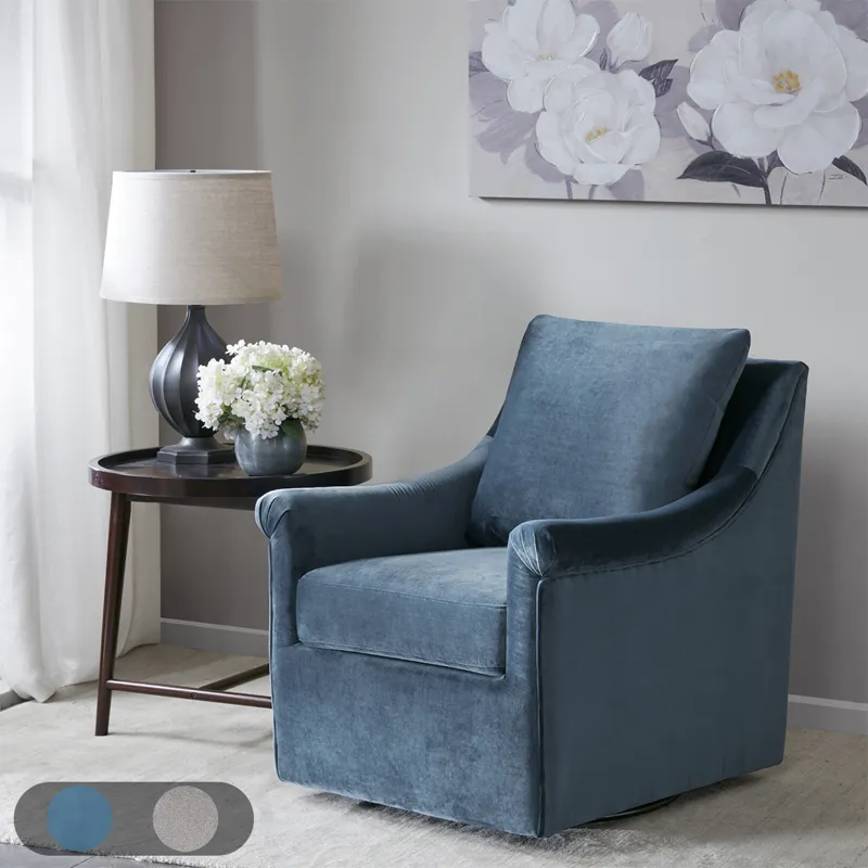 Deanna Upholstered Swivel Accent Chair - Blue