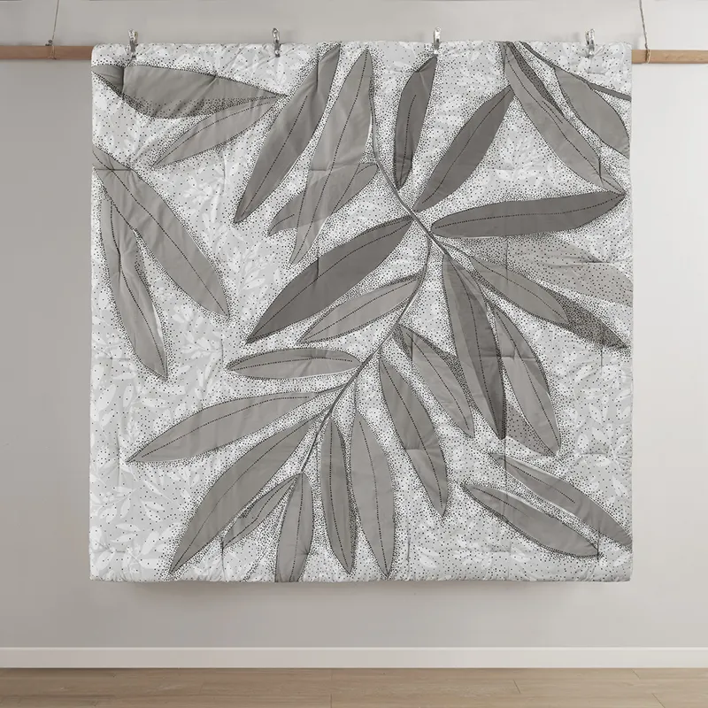 Adrian King/California King Botanical Cotton Comforter Set - Gray