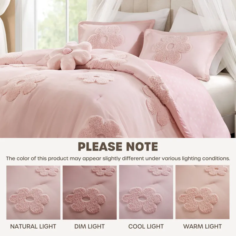 Urban Habitat Kids Gracie Floral Reversible Tufted Chenille Comforter Set with Flower Throw Pillow