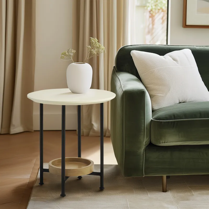 Beaumont End Table - White/Natural