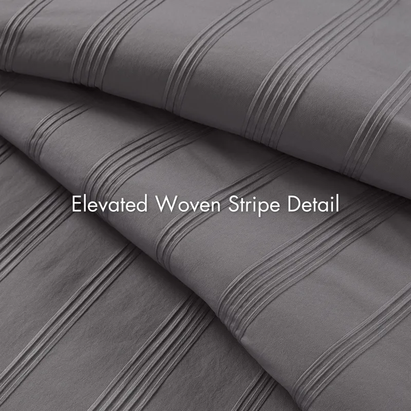 Super Listing Logan Striped Reversible Pintuck Pleated Comforter Set