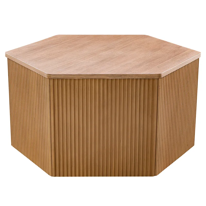 Honey Fluted Hexagon Coffee Table - Natural