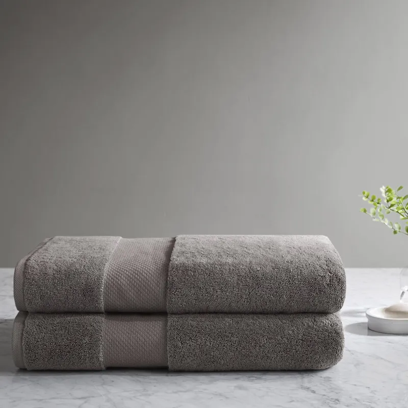 100% Cotton Bath Sheet 2 Piece Set - Charcoal