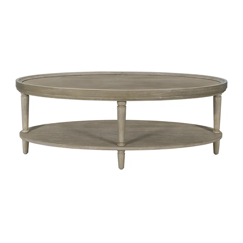 Ayanna Oval Coffee Table with Shelf - Reclaimed Greige