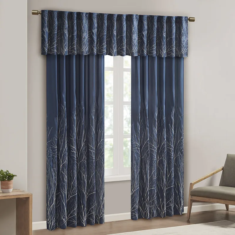 Madison Park Andora Faux Silk Embroidered Window Valance