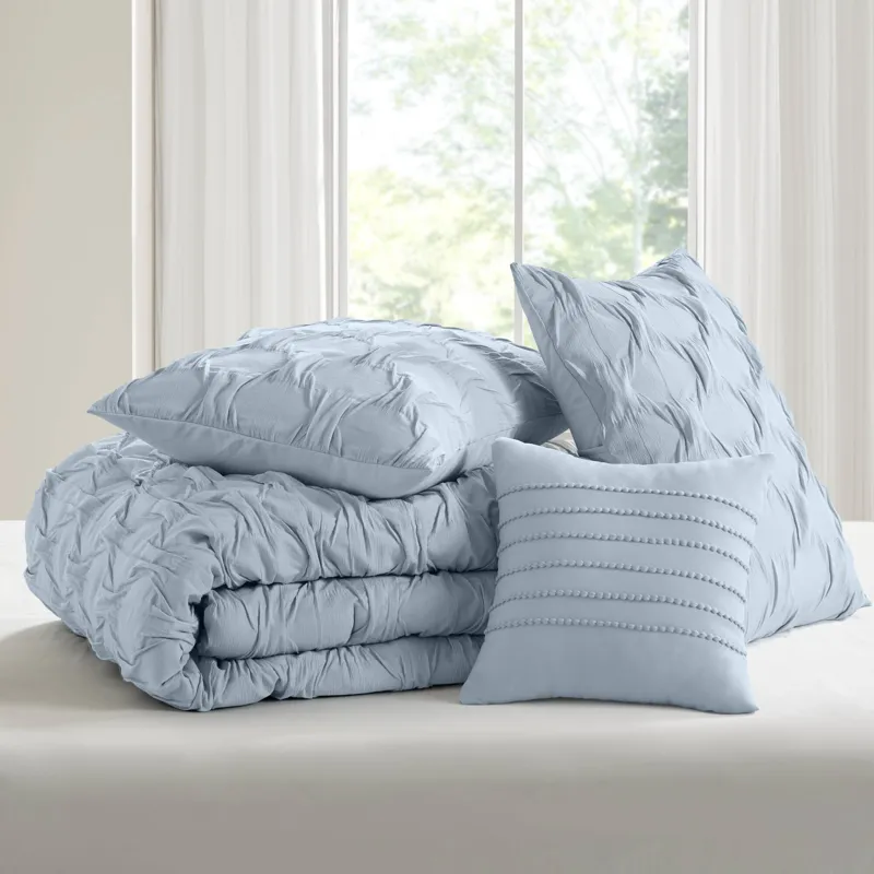 Comfort Spaces Bailey Diamond Pintuck Pleated Woven Comforter Set
