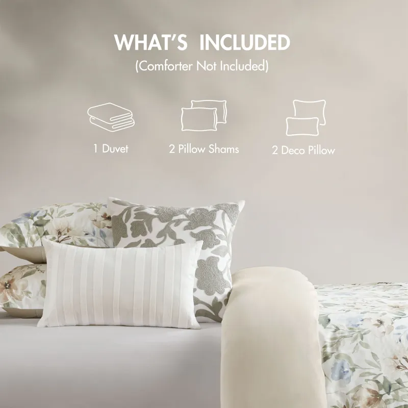 Harbor House Blue Herbal 5 Piece Cotton Sateen Print Duvet Set