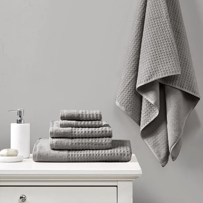 Madison Park Spa Waffle Cotton Jacquard Bath Towel 6 Piece Set