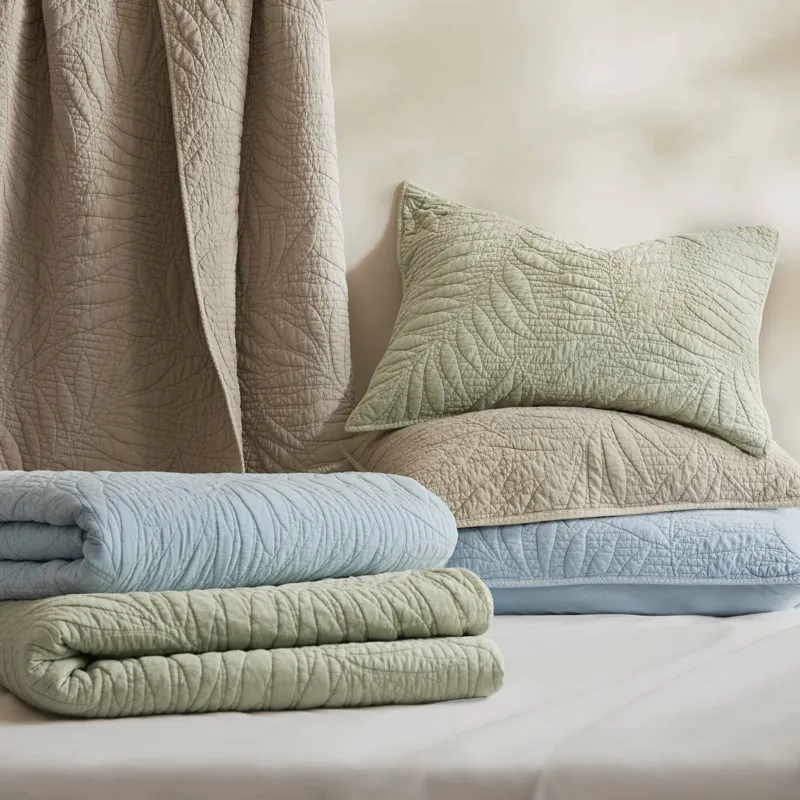 Harbor House Botanical Leaves 3 Piece Cotton Quilt Set
