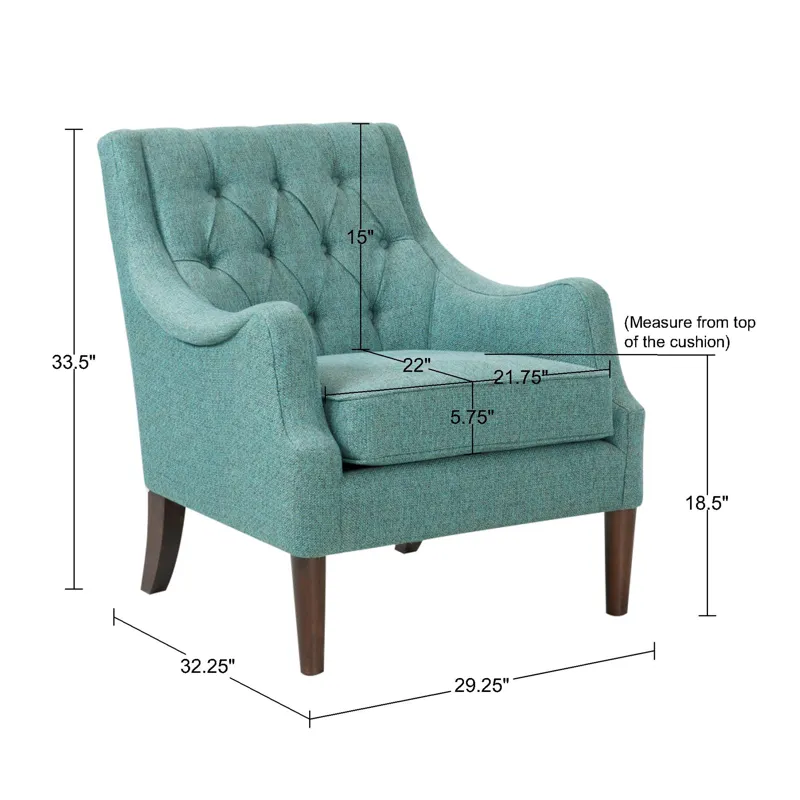 Qwen Button Tufted Accent Chair - Teal