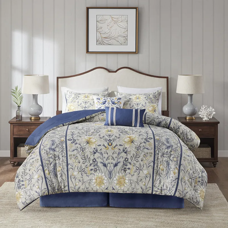 Harbor House Blue Livia 6 Piece Cotton Comforter Set