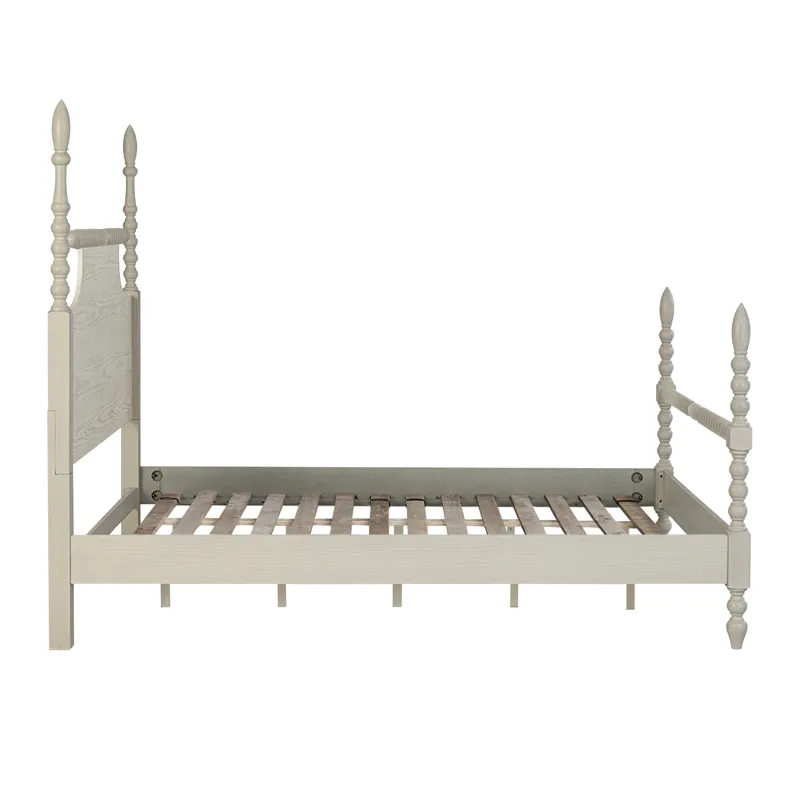 Beckett King Turned Wood Spindle Bed - Antique Cream