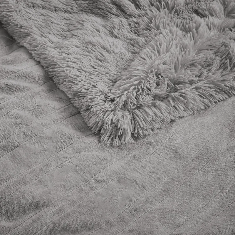 Serta Malea Shaggy Faux Fur Heated Throw