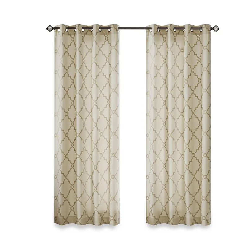 Madison Park Saratoga Fretwork Print Grommet Top Window Curtain Panel