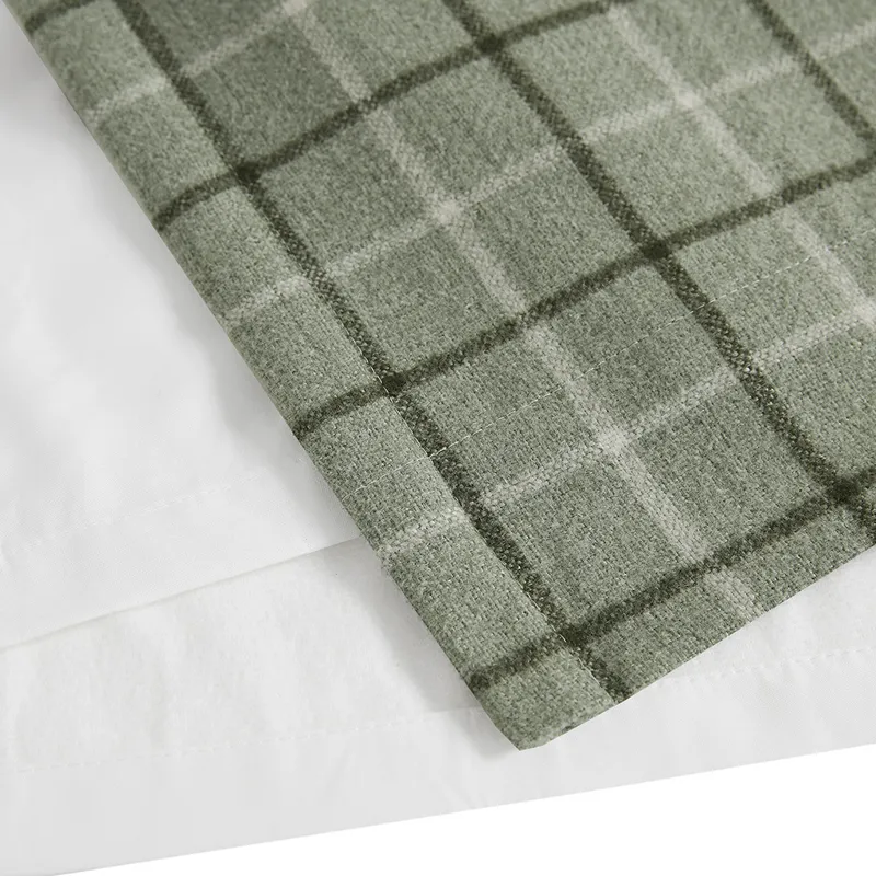 Anaheim Plaid Faux Leather Tab Top Curtain Panel with Fleece Lining - Green
