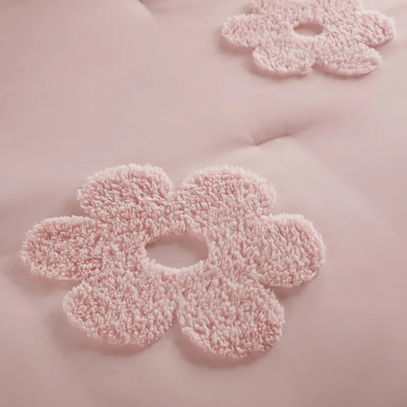 Urban Habitat Kids Gracie Floral Reversible Tufted Chenille Comforter Set with Flower Throw Pillow