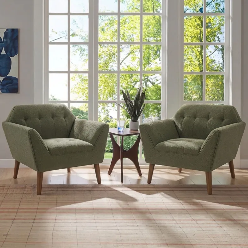 INK+IVY Newport Wide Mid-Century Modern Lounge Chair Set of 2