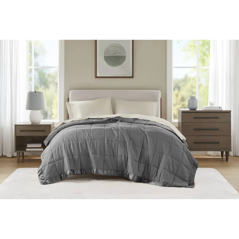 Madison Park Windom Lightweight Down Alternative Blanket with Satin Trim
