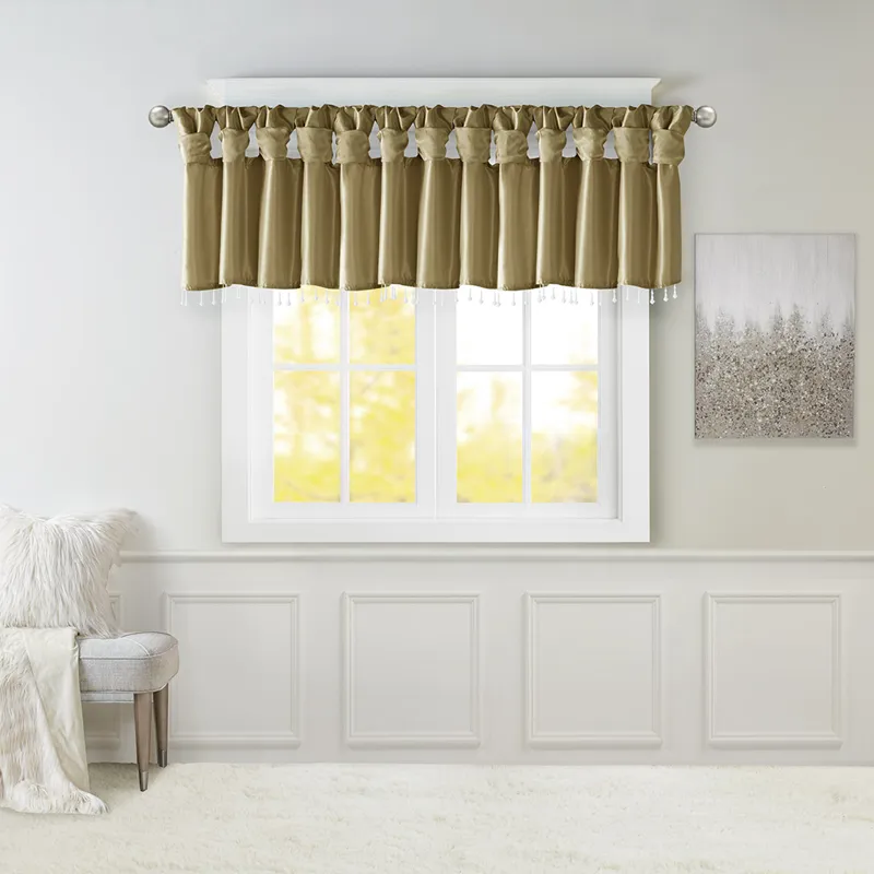 Madison Park Emilia Lightweight Faux Silk Valance With Beads